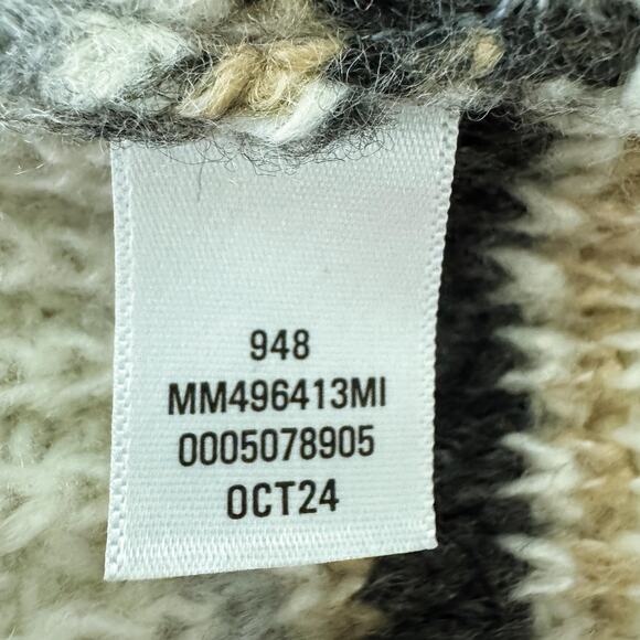 Grandpa Fisherman Striped Chunky Knit Sweater Gray Tan Cream Casual sz XL NWT - Picture 8 of 10